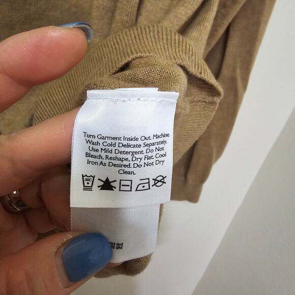 Eddie Bauer NWT XXL Camel Brown top Sweater w Collar Cashmere blend Warm Soft - Picture 11 of 13